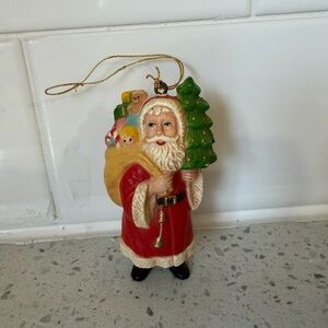 Vintage Santa Claus Holiday Ornament with Red and Green Accents
